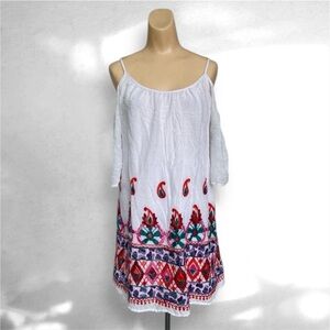 🌸 GB Boho Embroidered Cold Shoulder Dress